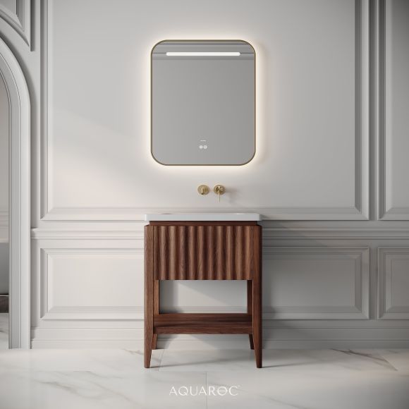 Kensington Vanity Unit & Stone Basin 600mm Walnut